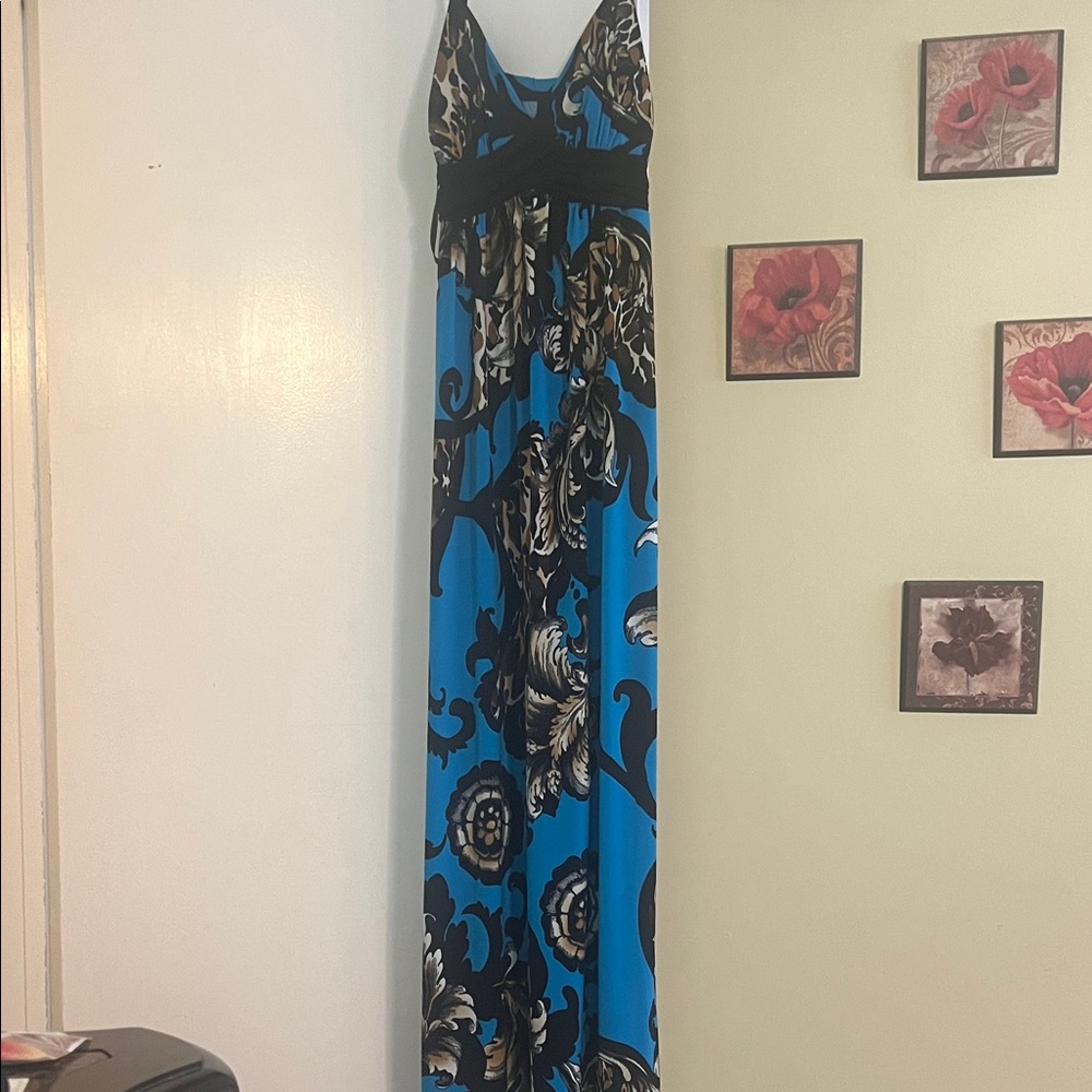 Saint Tropez West Blue and Black Maxi Dress